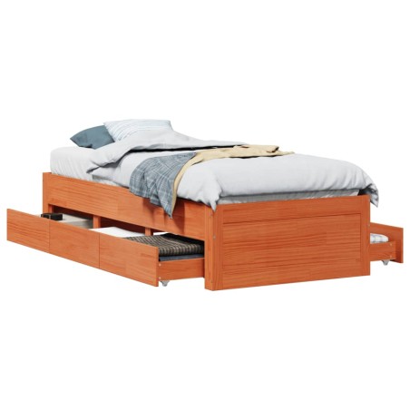 vidaXL Massivholzbett ohne Matratze mit Schubladen Braun 75x190 cm