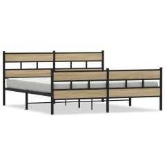 vidaXL Metallbett ohne Matratze Sonoma-Eiche 180x200 cm