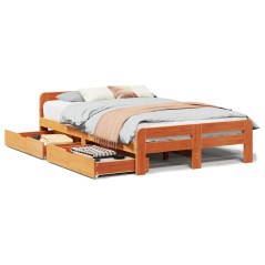 vidaXL Massivholzbett ohne Matratze Wachsbraun 120x200 cm Kiefernholz
