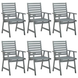 Garten-Essstühle 6 Stk. Grau Massivholz Akazie