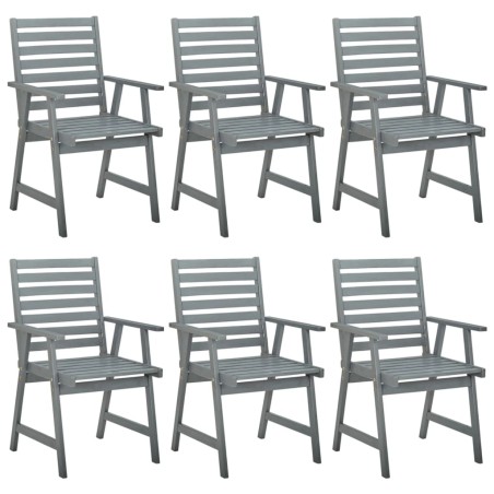 Garten-Essstühle 6 Stk. Grau Massivholz Akazie
