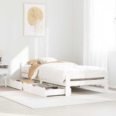 vidaXL Massivholzbett ohne Matratze Weiß 90x190 cm Kiefernholz