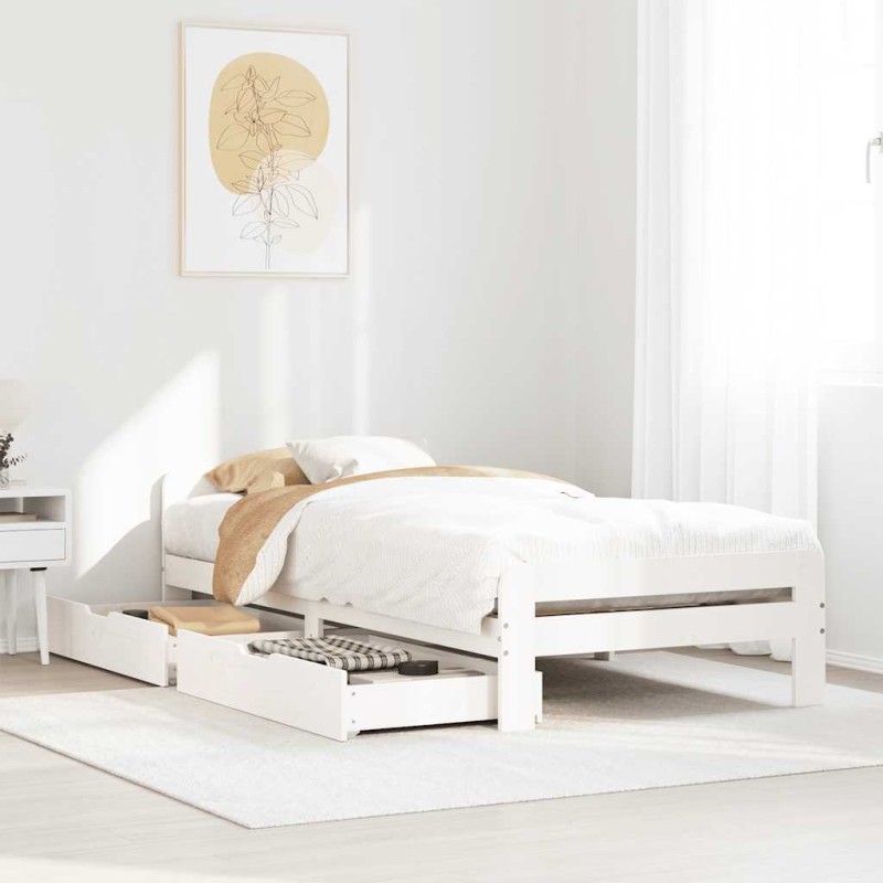 vidaXL Massivholzbett ohne Matratze Weiß 90x190 cm Kiefernholz vidaXL Massivholzbett ohne Matratze Weiß 90x190 cm Kiefernholz