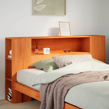vidaXL Kopfteil mit Stauraum Wachsbraun 120 cm Massivholz Kiefer
