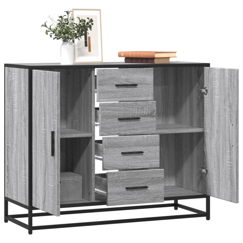 vidaXL Sideboard Grau Sonoma 92x35x76 cm Holzwerkstoff vidaXL Sideboard Grau Sonoma 92x35x76 cm Holzwerkstoff