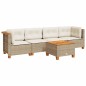 vidaXL 5-tlg. Garten-Sofagarnitur mit Kissen Beige Poly Rattan vidaXL 5-tlg. Garten-Sofagarnitur mit Kissen Beige Poly Rattan