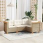 vidaXL 4-tlg. Garten-Sofagarnitur mit Kissen Beige Poly Rattan vidaXL 4-tlg. Garten-Sofagarnitur mit Kissen Beige Poly Rattan