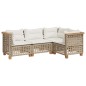 vidaXL 4-tlg. Garten-Sofagarnitur mit Kissen Beige Poly Rattan vidaXL 4-tlg. Garten-Sofagarnitur mit Kissen Beige Poly Rattan