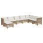 vidaXL 8-tlg. Garten-Sofagarnitur mit Kissen Beige Poly Rattan