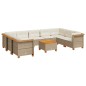 vidaXL 10-tlg. Garten-Sofagarnitur mit Kissen Beige Poly Rattan