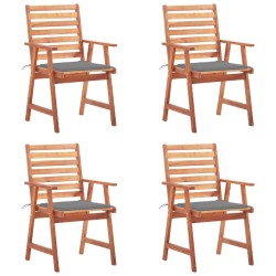 Garten-Essstühle 4 Stk. mit Kissen Massivholz Akazie