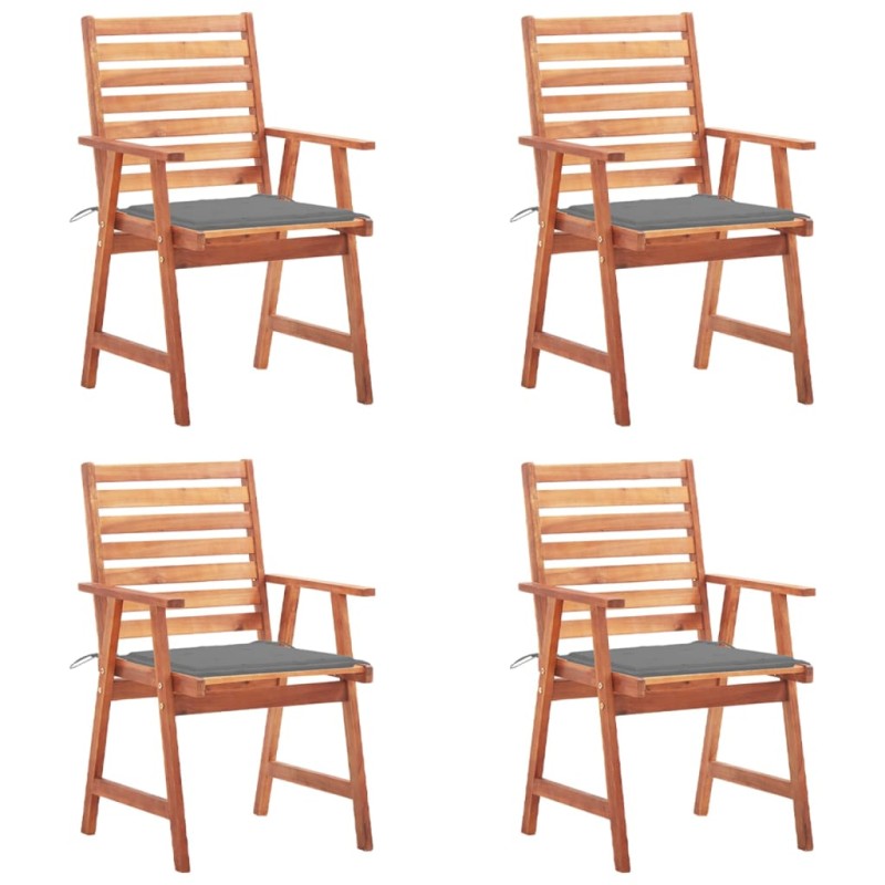 Garten-Essstühle 4 Stk. mit Kissen Massivholz Akazie Garten-Essstühle 4 Stk. mit Kissen Massivholz Akazie