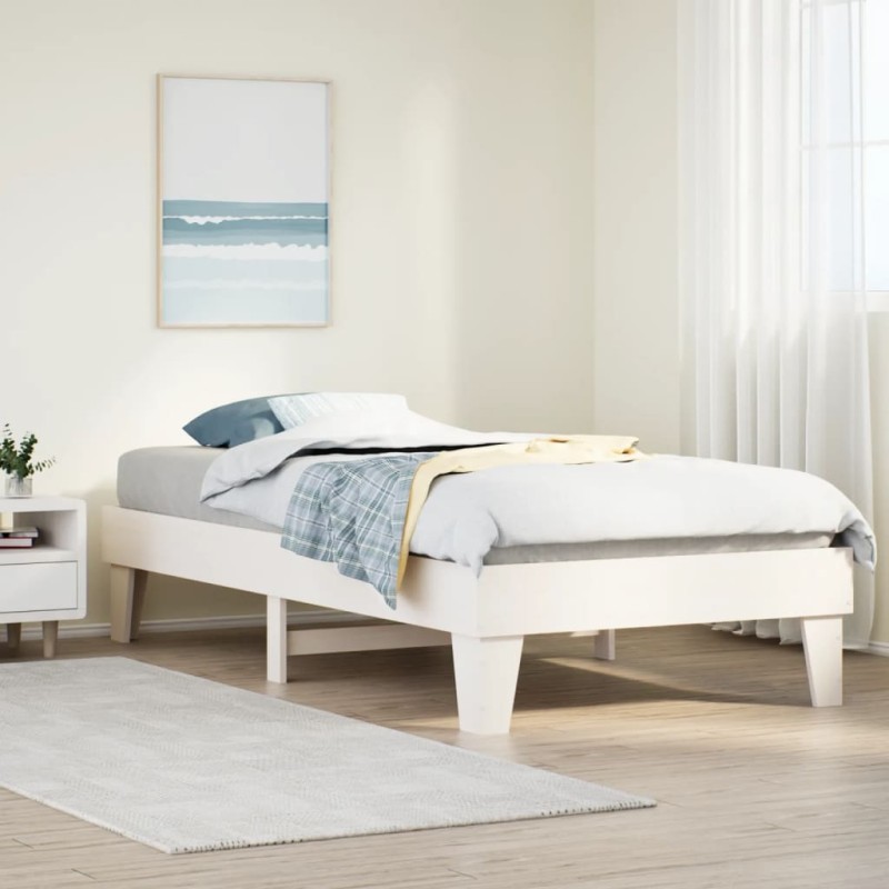vidaXL Massivholzbett ohne Matratze Weiß 100x200 cm Kiefernholz vidaXL Massivholzbett ohne Matratze Weiß 100x200 cm Kiefernholz