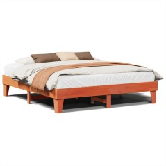 vidaXL Massivholzbett ohne Matratze Wachsbraun 180x200 Kiefernholz