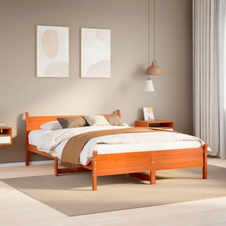 vidaXL Massivholzbett ohne Matratze Wachsbraun 120x200 cm Kiefernholz