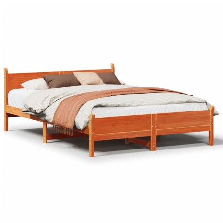 vidaXL Massivholzbett ohne Matratze Wachsbraun 120x200 cm Kiefernholz