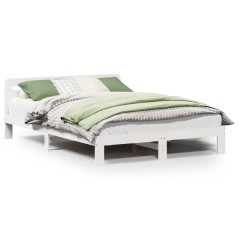 vidaXL Massivholzbett ohne Matratze Weiß 160x200 Kiefernholz