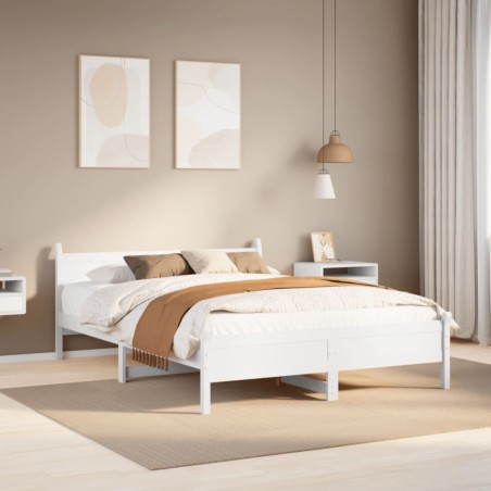 vidaXL Massivholzbett ohne Matratze Weiß 150x200 cm Kiefernholz