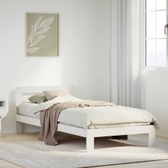 vidaXL Massivholzbett ohne Matratze Weiß 90x190 cm Kiefernholz