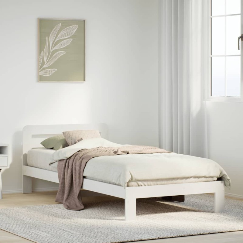 vidaXL Massivholzbett ohne Matratze Weiß 90x190 cm Kiefernholz vidaXL Massivholzbett ohne Matratze Weiß 90x190 cm Kiefernholz