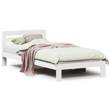 vidaXL Massivholzbett ohne Matratze Weiß 90x190 cm Kiefernholz
