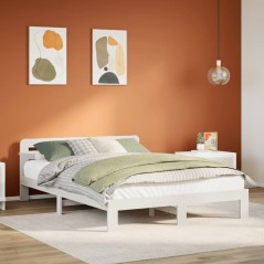 vidaXL Massivholzbett ohne Matratze Weiß 140x190 cm Kiefernholz