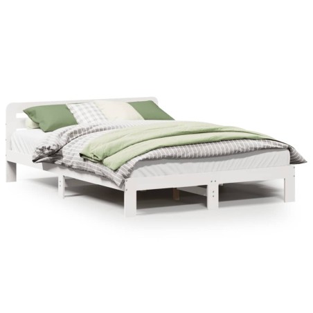 vidaXL Massivholzbett ohne Matratze Weiß 140x190 cm Kiefernholz