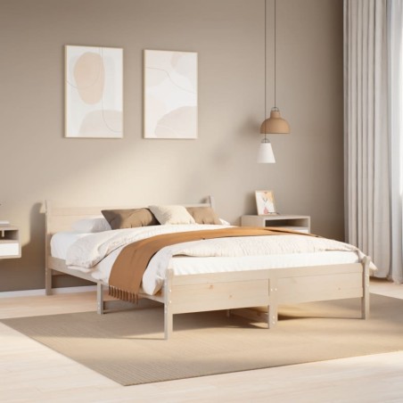 vidaXL Massivholzbett ohne Matratze 135x190 cm Kiefernholz