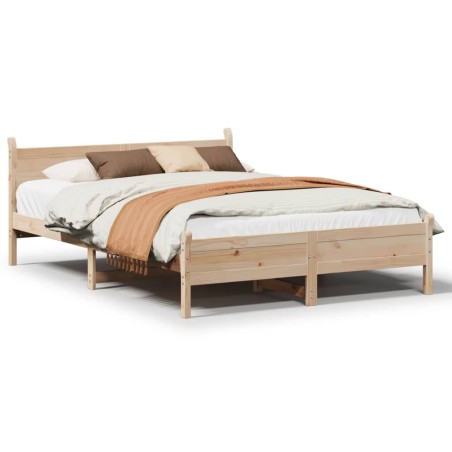 vidaXL Massivholzbett ohne Matratze 135x190 cm Kiefernholz