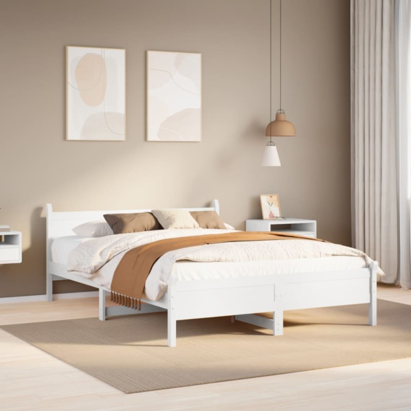 vidaXL Massivholzbett ohne Matratze Weiß 120x190 cm Kiefernholz vidaXL Massivholzbett ohne Matratze Weiß 120x190 cm Kiefernholz