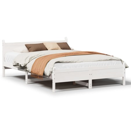 vidaXL Massivholzbett ohne Matratze Weiß 140x190 cm Kiefernholz