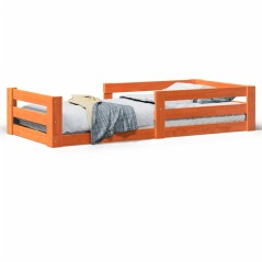 vidaXL Massivholzbett ohne Matratze Wachsbraun 100x200 Kiefernholz