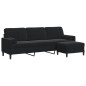 vidaXL 3-Sitzer-Sofa mit Hocker Schwarz 210 cm Samt vidaXL 3-Sitzer-Sofa mit Hocker Schwarz 210 cm Samt