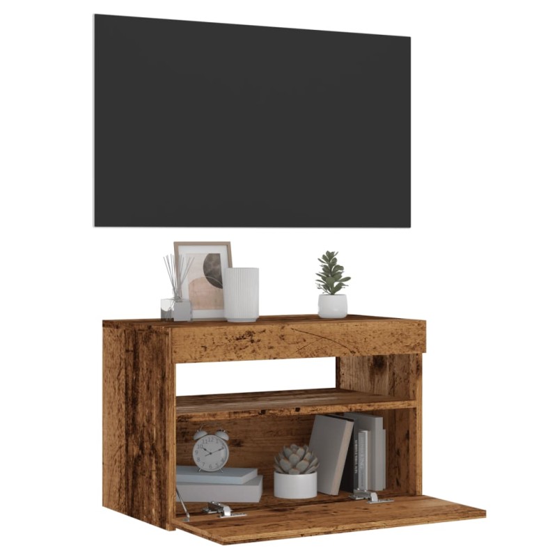 vidaXL TV-Schrank mit LED-Leuchten Altholz-Optik 60x35x40 cm vidaXL TV-Schrank mit LED-Leuchten Altholz-Optik 60x35x40 cm