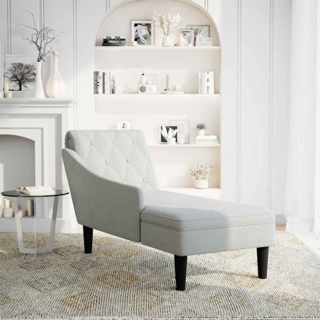 vidaXL Chaiselongue mit Kissen und Rechter Armlehne Wolkengrau Stoff