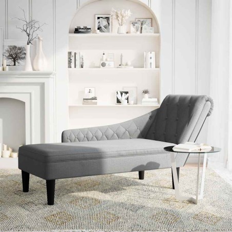 vidaXL Chaiselongue mit Kissen und Rechter Armlehne Hellgrau Stoff