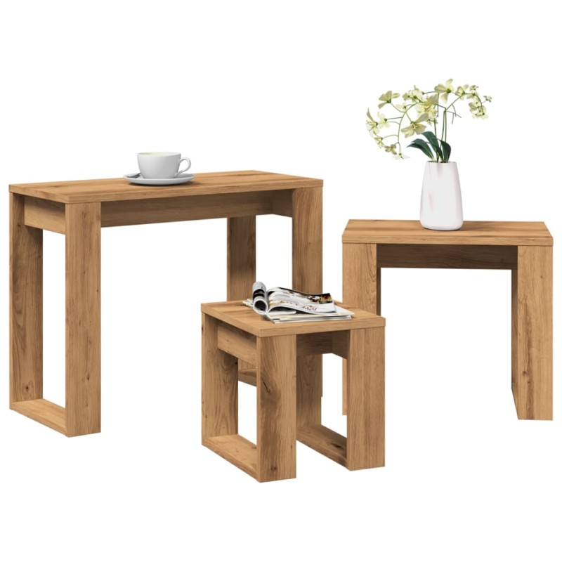 vidaXL Satztische 3 Stk. Artisan-Eiche Holzwerkstoff vidaXL Satztische 3 Stk. Artisan-Eiche Holzwerkstoff