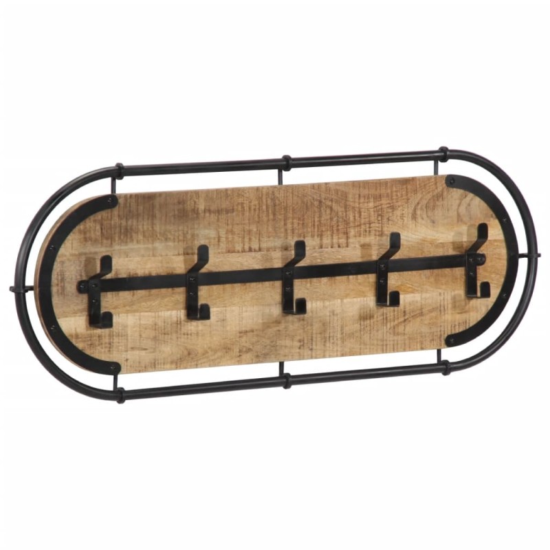 vidaXL Wandgarderobe mit 5 Haken Raues Mangoholz vidaXL Wandgarderobe mit 5 Haken Raues Mangoholz