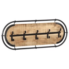 vidaXL Wandgarderobe mit 5 Haken Raues Mangoholz
