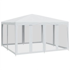vidaXL Partyzelt mit 8 Mesh-Seitenteilen Weiß 4x4 m HDPE