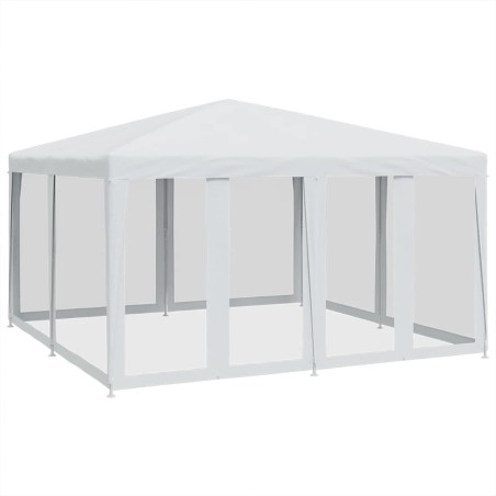 vidaXL Partyzelt mit 8 Mesh-Seitenteilen Weiß 4x4 m HDPE