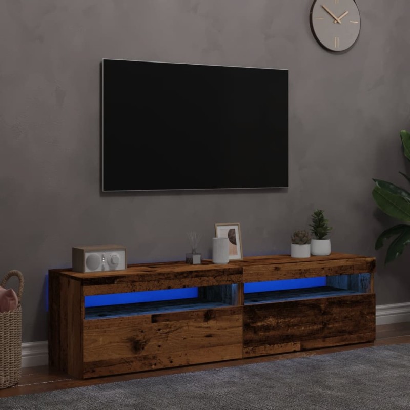 vidaXL TV-Schränke mit LED-Leuchten 2 Stk. Altholz-Optik Holzwerkstoff vidaXL TV-Schränke mit LED-Leuchten 2 Stk. Altholz-Optik Holzwerkstoff