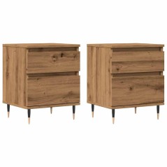 vidaXL Nachttische 2 Stk. Artisan-Eiche 40x35x50 cm Holzwerkstoff