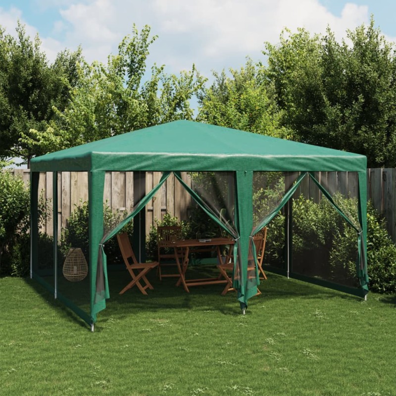 vidaXL Partyzelt mit 8 Mesh-Seitenteilen Grün 4x4 m HDPE vidaXL Partyzelt mit 8 Mesh-Seitenteilen Grün 4x4 m HDPE