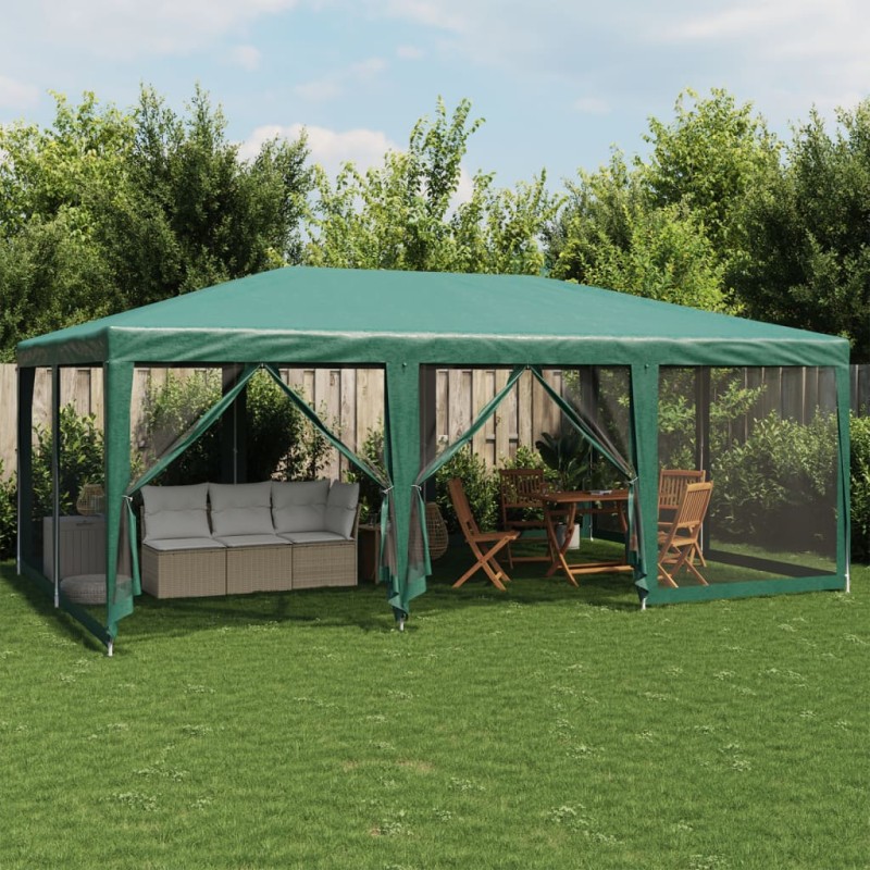 vidaXL Partyzelt mit 10 Mesh-Seitenteilen Grün 6x4 m HDPE vidaXL Partyzelt mit 10 Mesh-Seitenteilen Grün 6x4 m HDPE