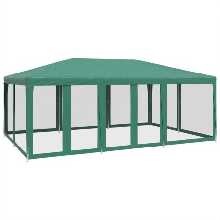 vidaXL Partyzelt mit 10 Mesh-Seitenteilen Grün 6x4 m HDPE