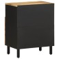 vidaXL Nachttisch Schwarz 50x33x62 cm Raues Mangoholz
