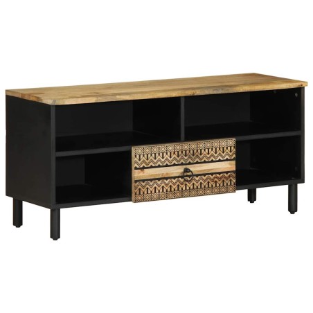 vidaXL TV-Schrank Schwarz 100x33,5x46 cm Raues Mangoholz