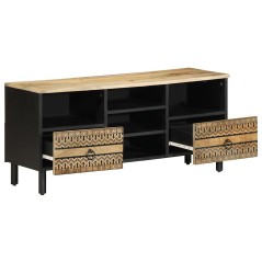 vidaXL TV-Schrank Schwarz 100x33,5x46 cm Raues Mangoholz
