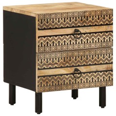 vidaXL Nachttische 2 Stk. Schwarz 40x33,5x46 cm Raues Mangoholz